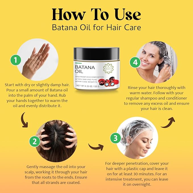 Organic Batana Oil for Hair Growth: 100% Natural Unrefined Batana Oil from Honduras as Hair Mask by Dr. Sebi - Hair Repair Treatment for Damaged Hair, Reduces Hair Loss